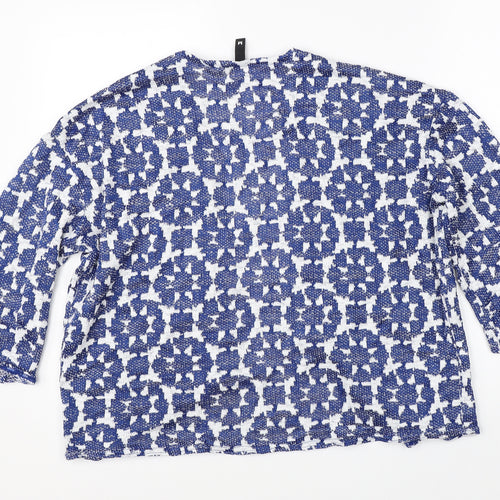 Divided Womens Blue Geometric Knit Cardigan Jumper Size M