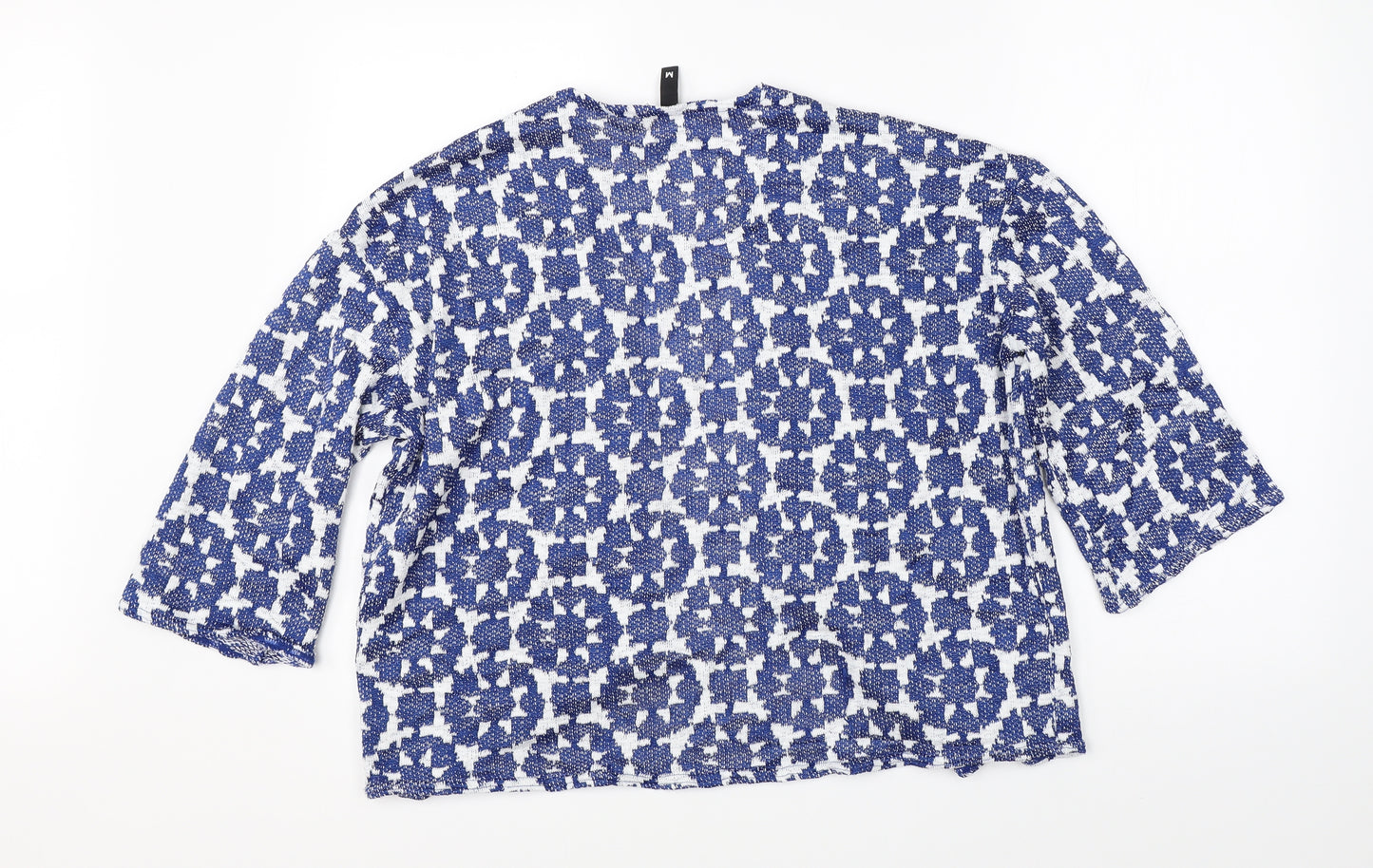 Divided Womens Blue Geometric Knit Cardigan Jumper Size M