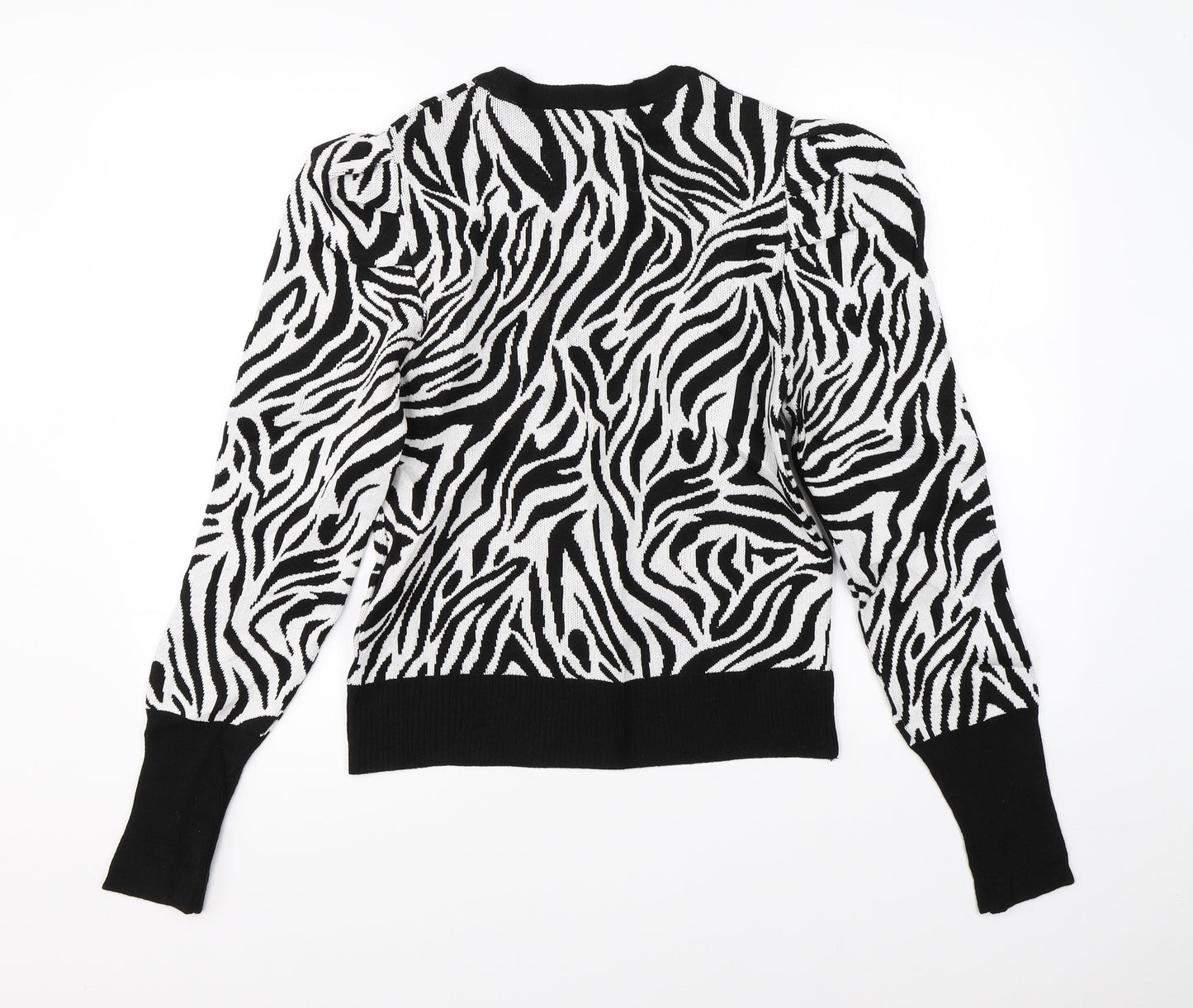 Primark Womens White Animal Print Knit Pullover Jumper Size S