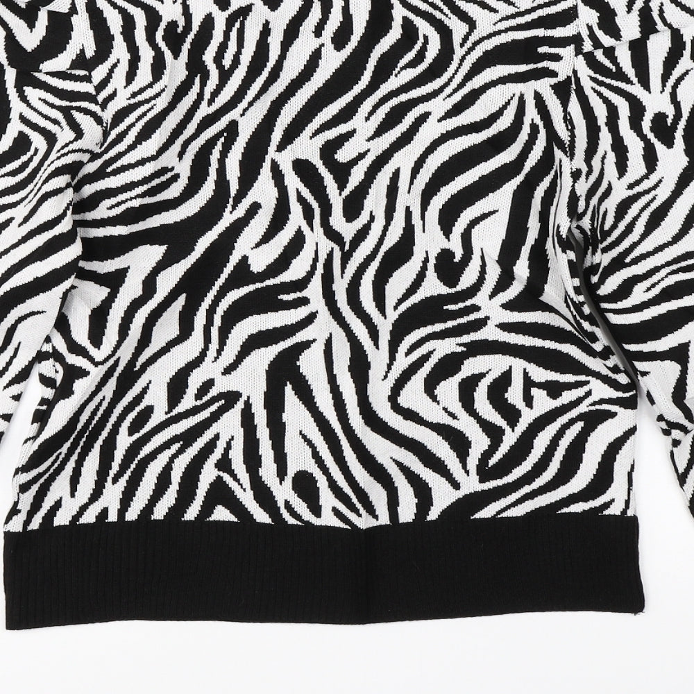 Primark Womens White Animal Print Knit Pullover Jumper Size S