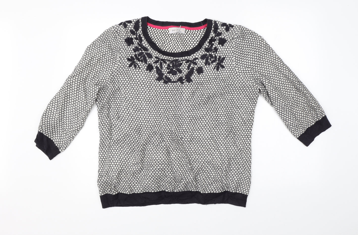 M&S Womens White Polka Dot  Pullover Jumper Size 14