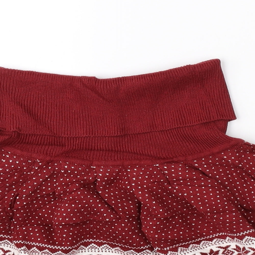 Atmosphere Womens Red Fair Isle Knit Tutu Skirt Size 8  - christmas