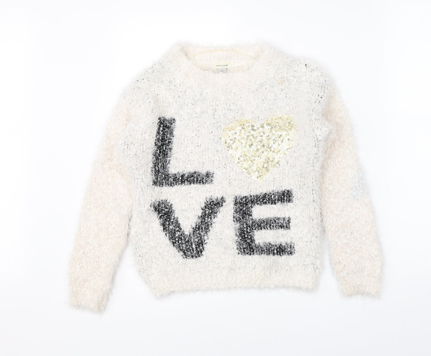 River Island Girls White   Pullover Jumper Size 11-12 Years