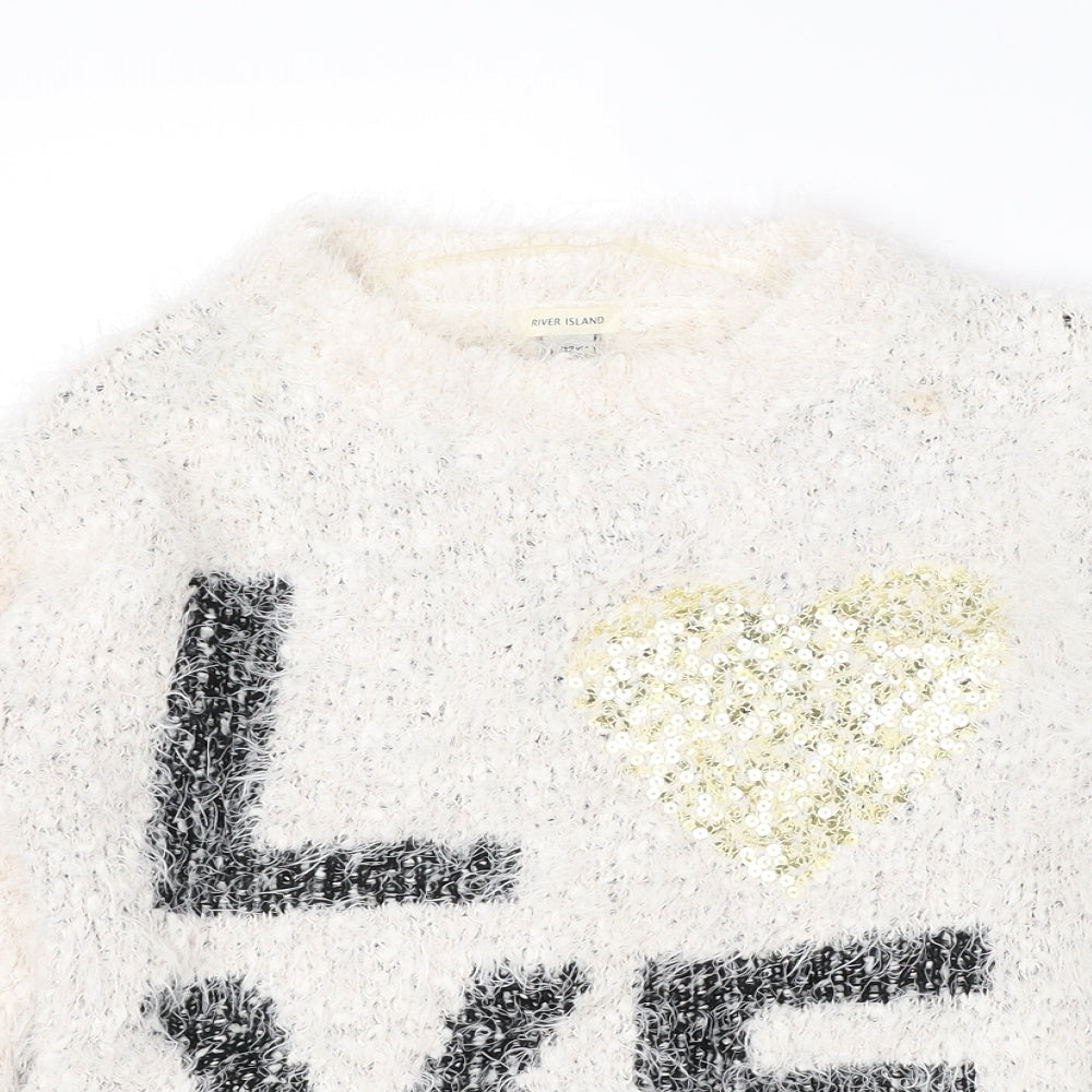 River Island Girls White   Pullover Jumper Size 11-12 Years