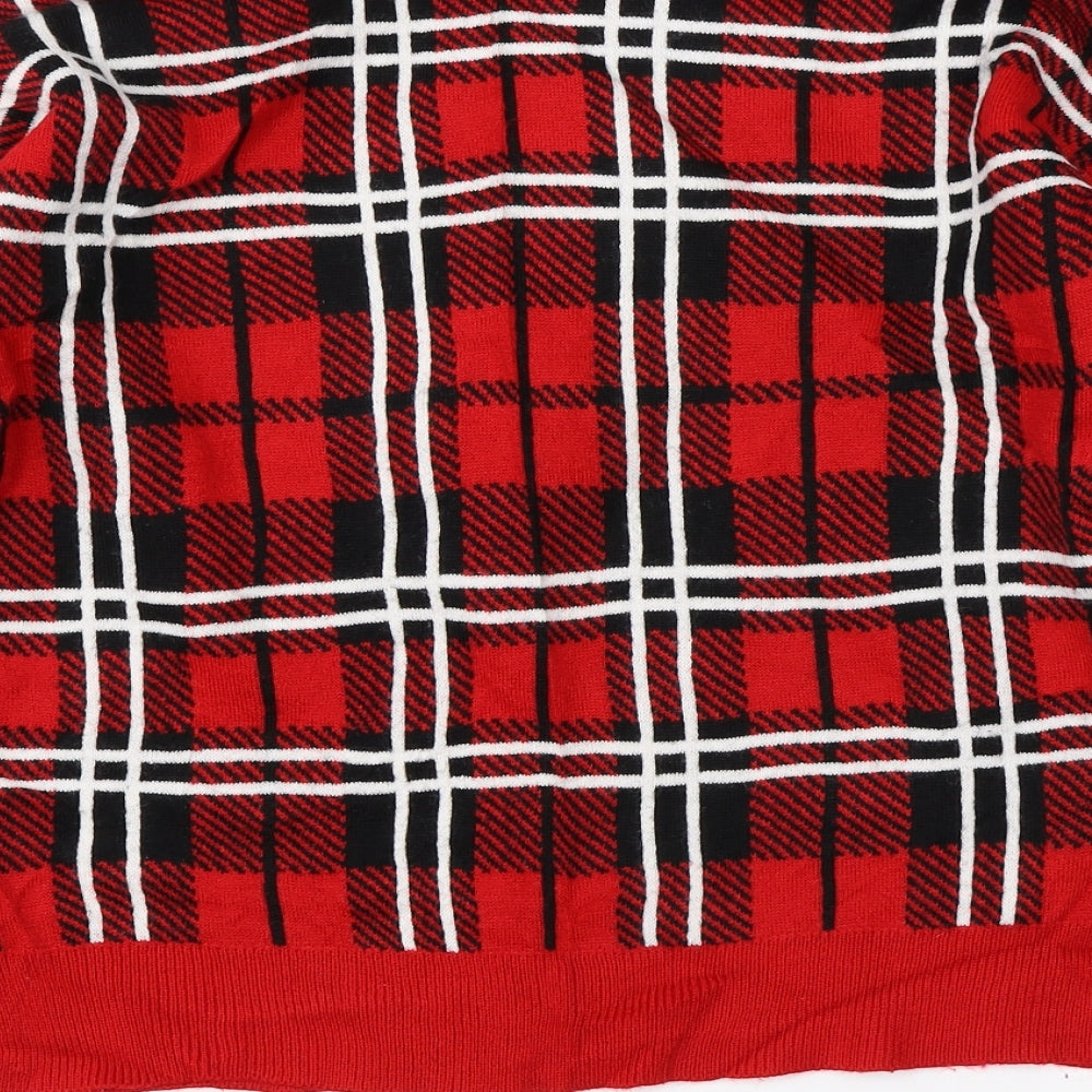Missguided Womens Red Plaid  Pullover Jumper Size 8  - christmas