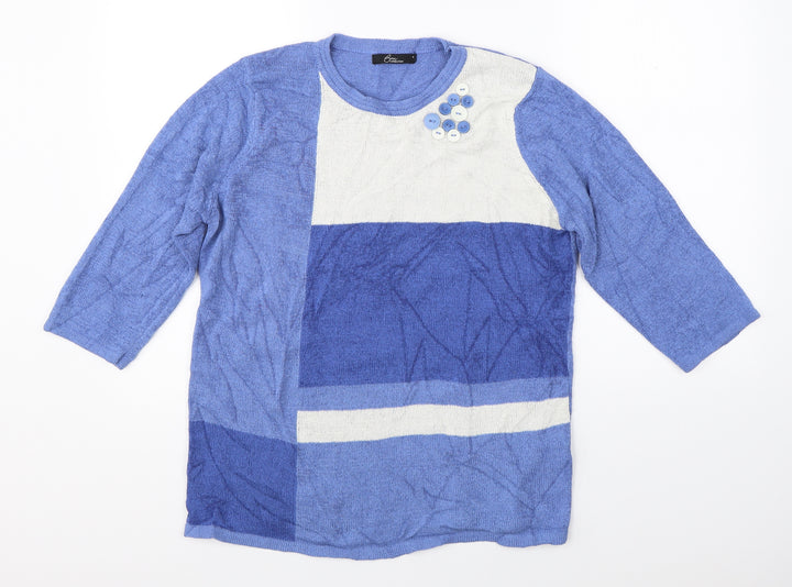 BM Womens Blue Pullover Jumper Size M