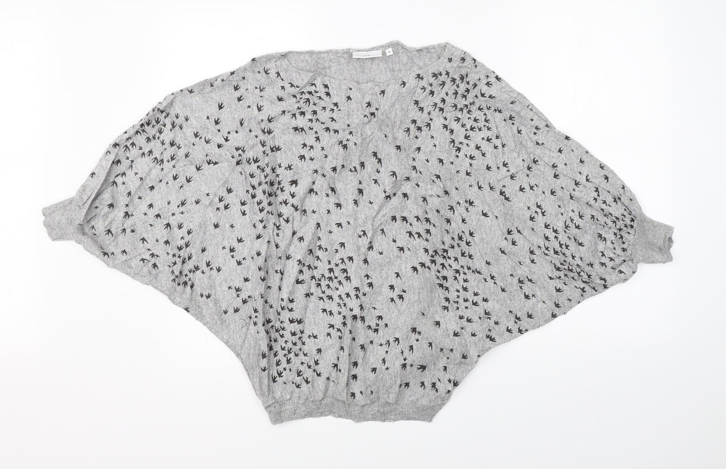New Look Womens Grey   Pullover Jumper Size 12  - birds