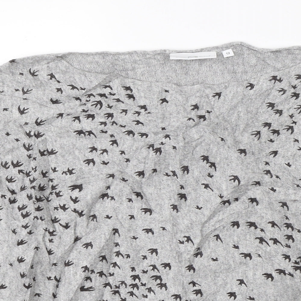 New Look Womens Grey   Pullover Jumper Size 12  - birds