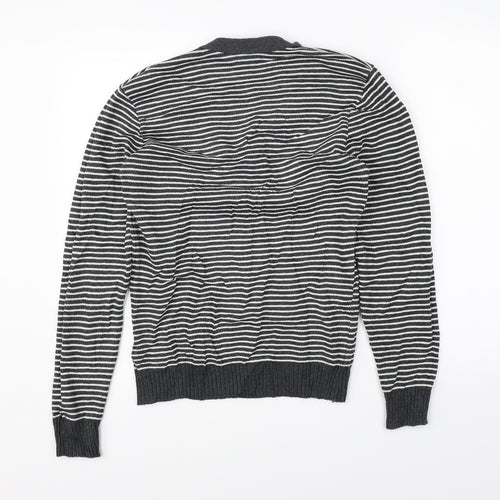Stamp Womens Grey Striped Knit Pullover Jumper Size 4