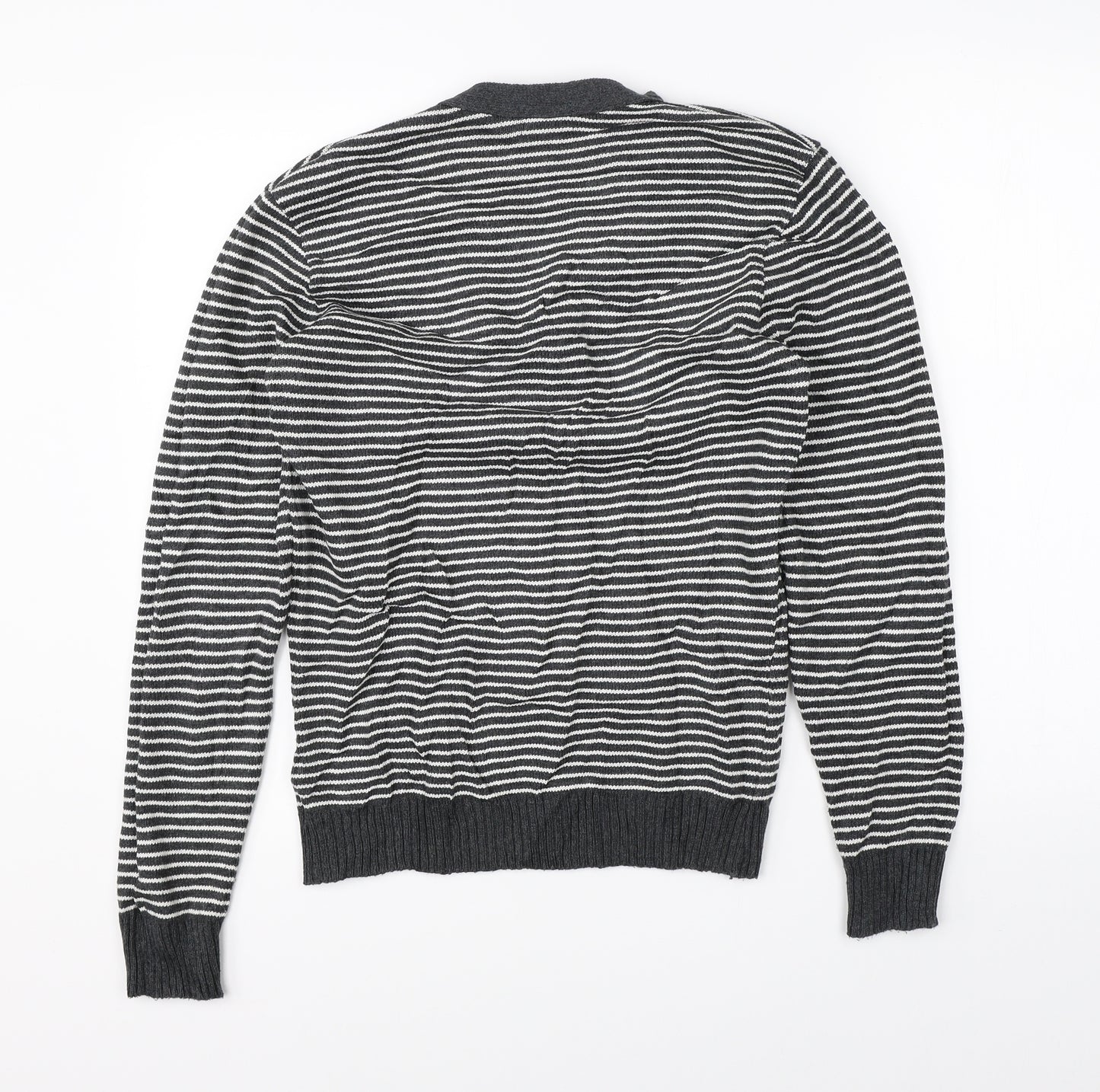 Stamp Womens Grey Striped Knit Pullover Jumper Size 4