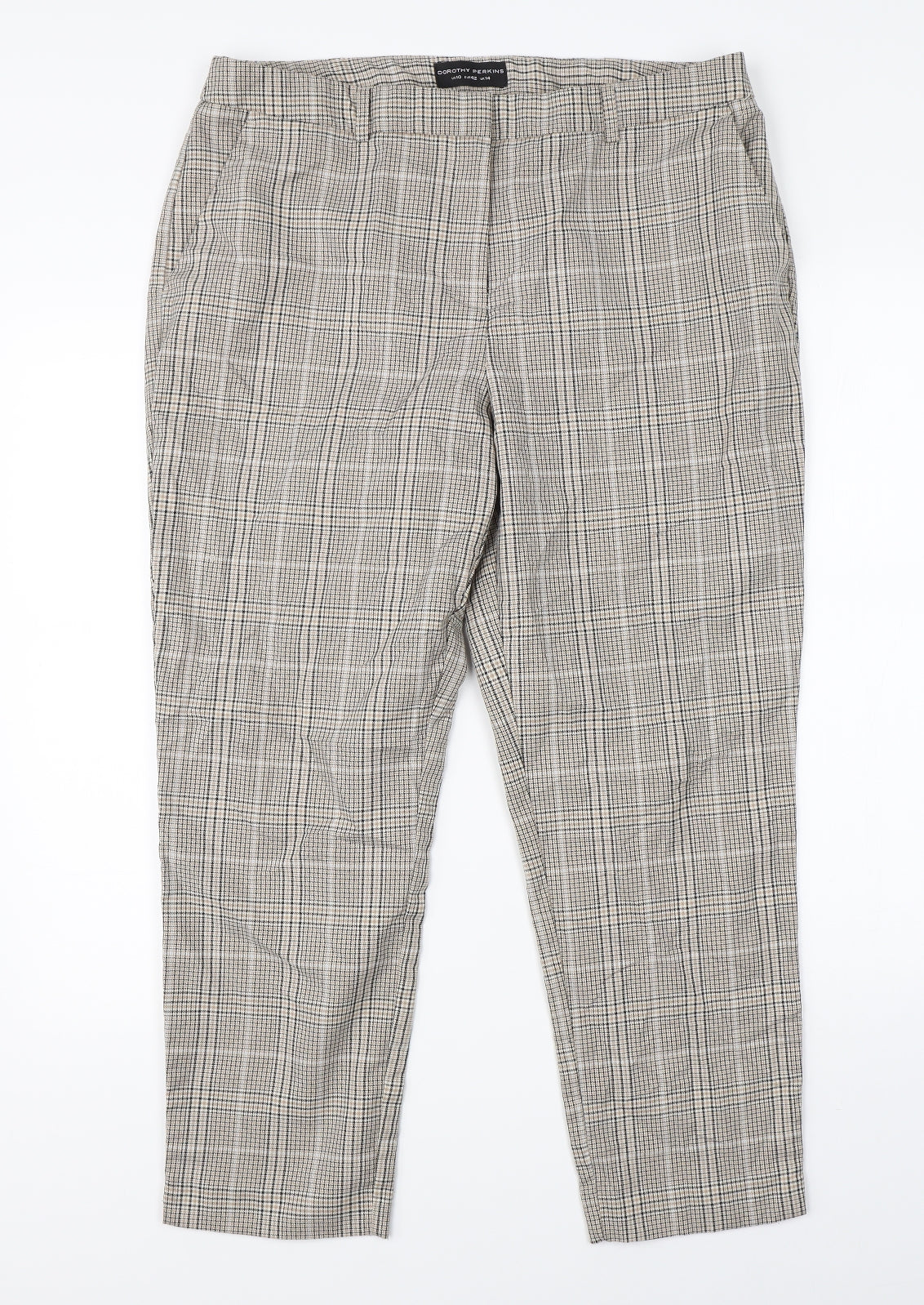Dorothy Perkins Womens Brown Check  Dress Pants Trousers Size 14 L23 in