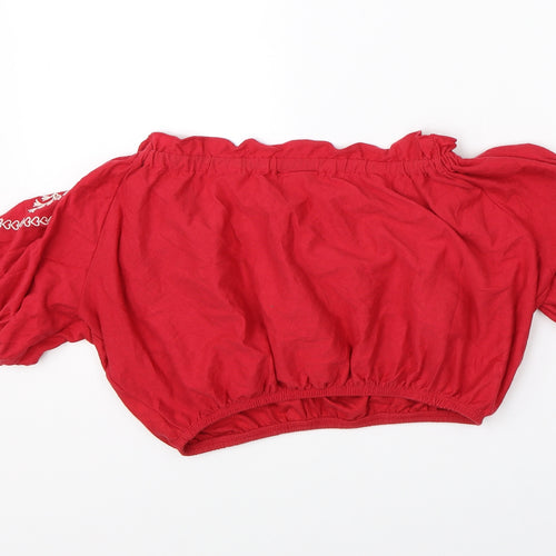 Topshop Womens Red   Basic Blouse Size 8  - cropped