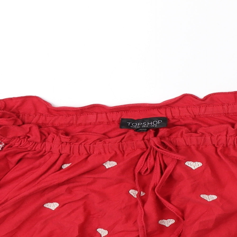 Topshop Womens Red   Basic Blouse Size 8  - cropped