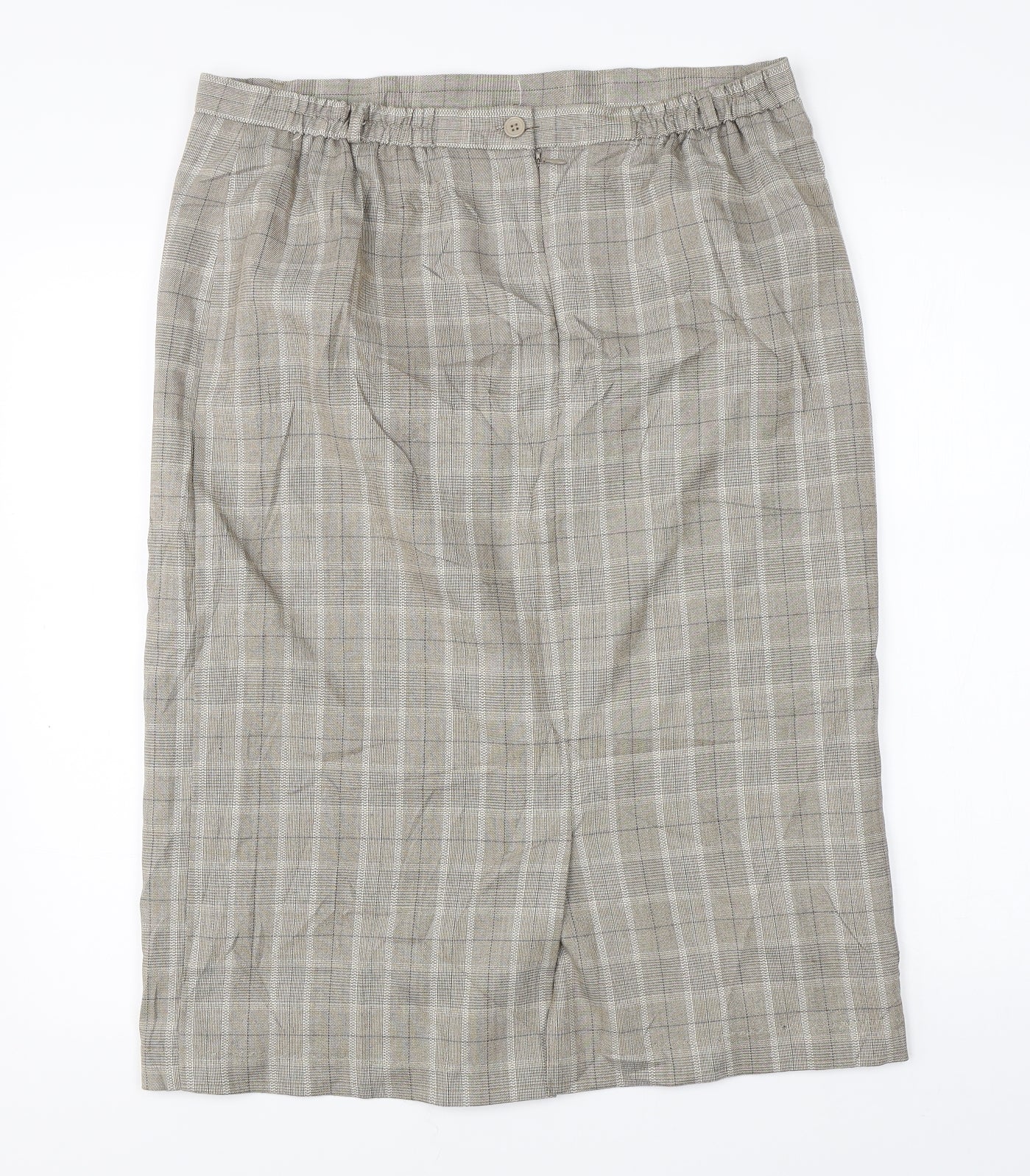 BHS Womens Beige Check  Straight & Pencil Skirt Size 14