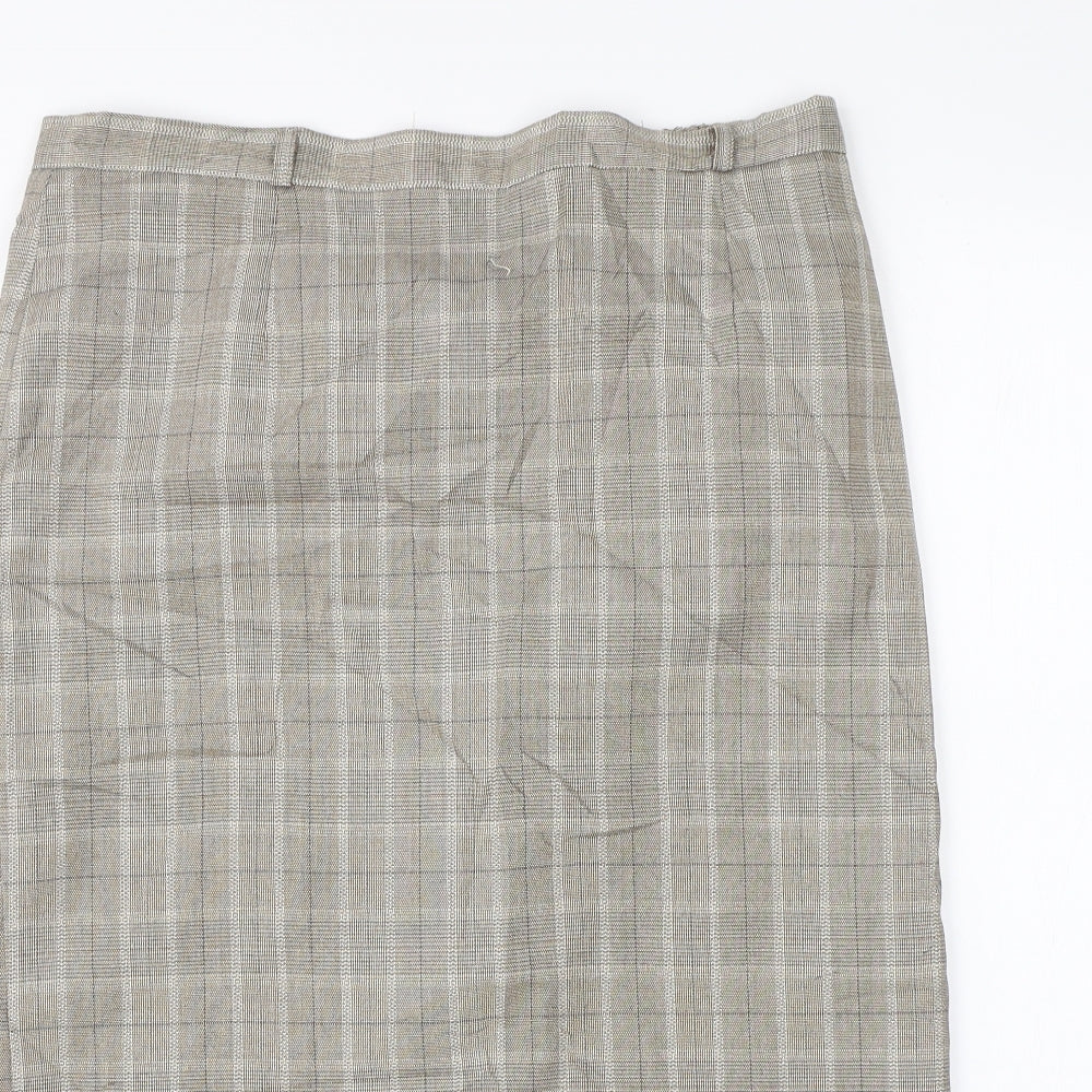 BHS Womens Beige Check  Straight & Pencil Skirt Size 14