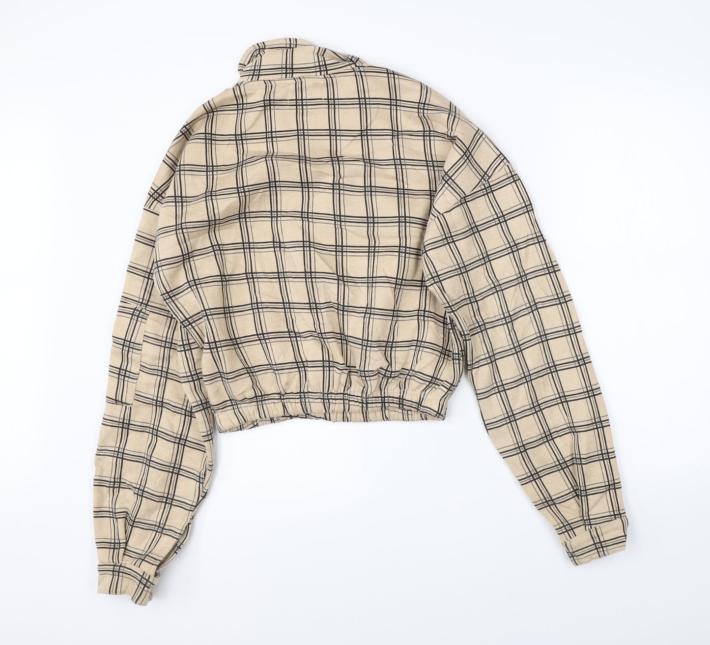 Pretty Little Thing Womens Beige Check  Full Zip Jumper Size S