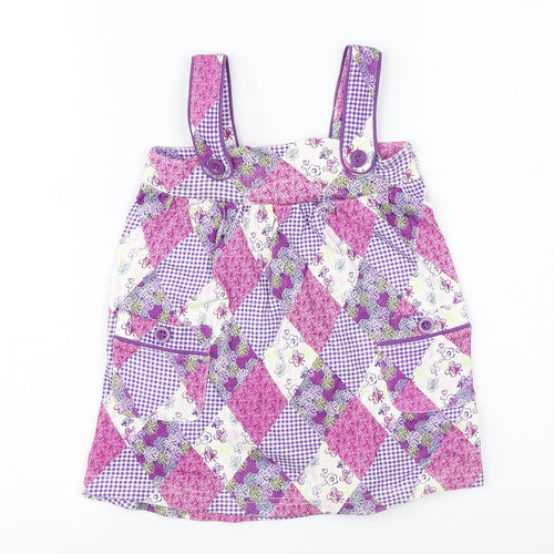 F&F Girls Purple   Pinafore/Dungaree Dress  Size 12-18 Months