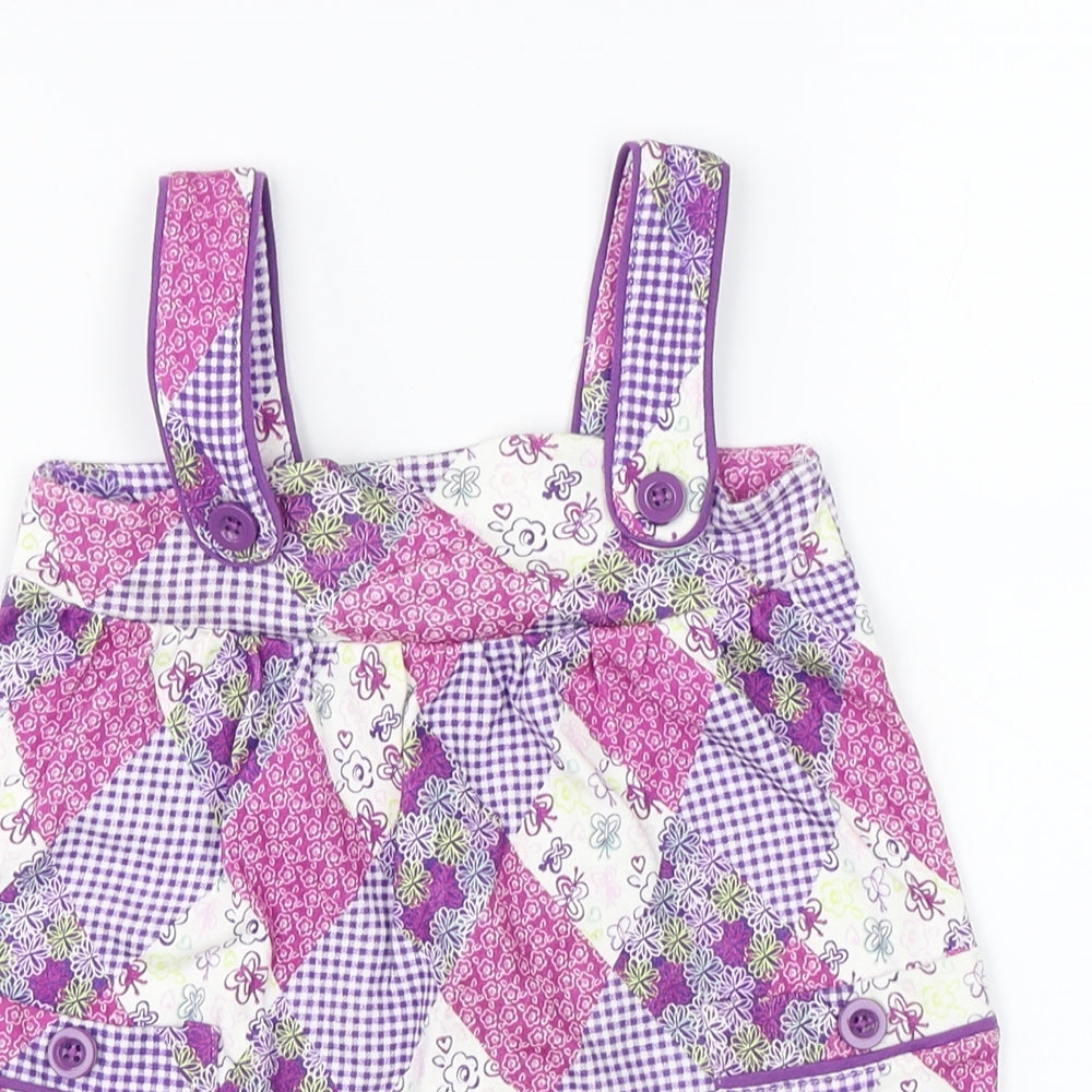 F&F Girls Purple   Pinafore/Dungaree Dress  Size 12-18 Months