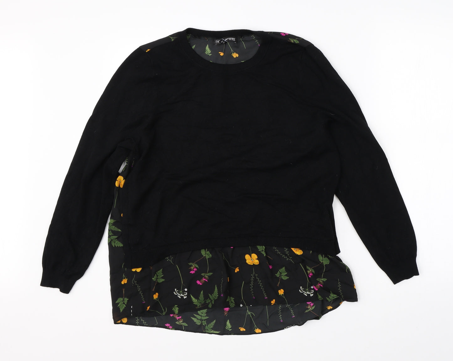 NEXT Womens Black Floral  Pullover Jumper Size 16