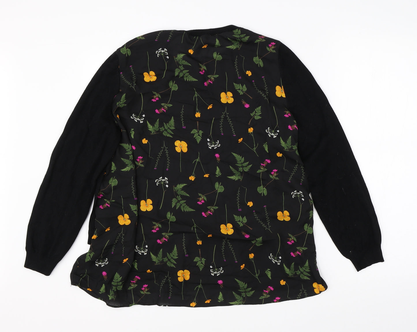 NEXT Womens Black Floral  Pullover Jumper Size 16