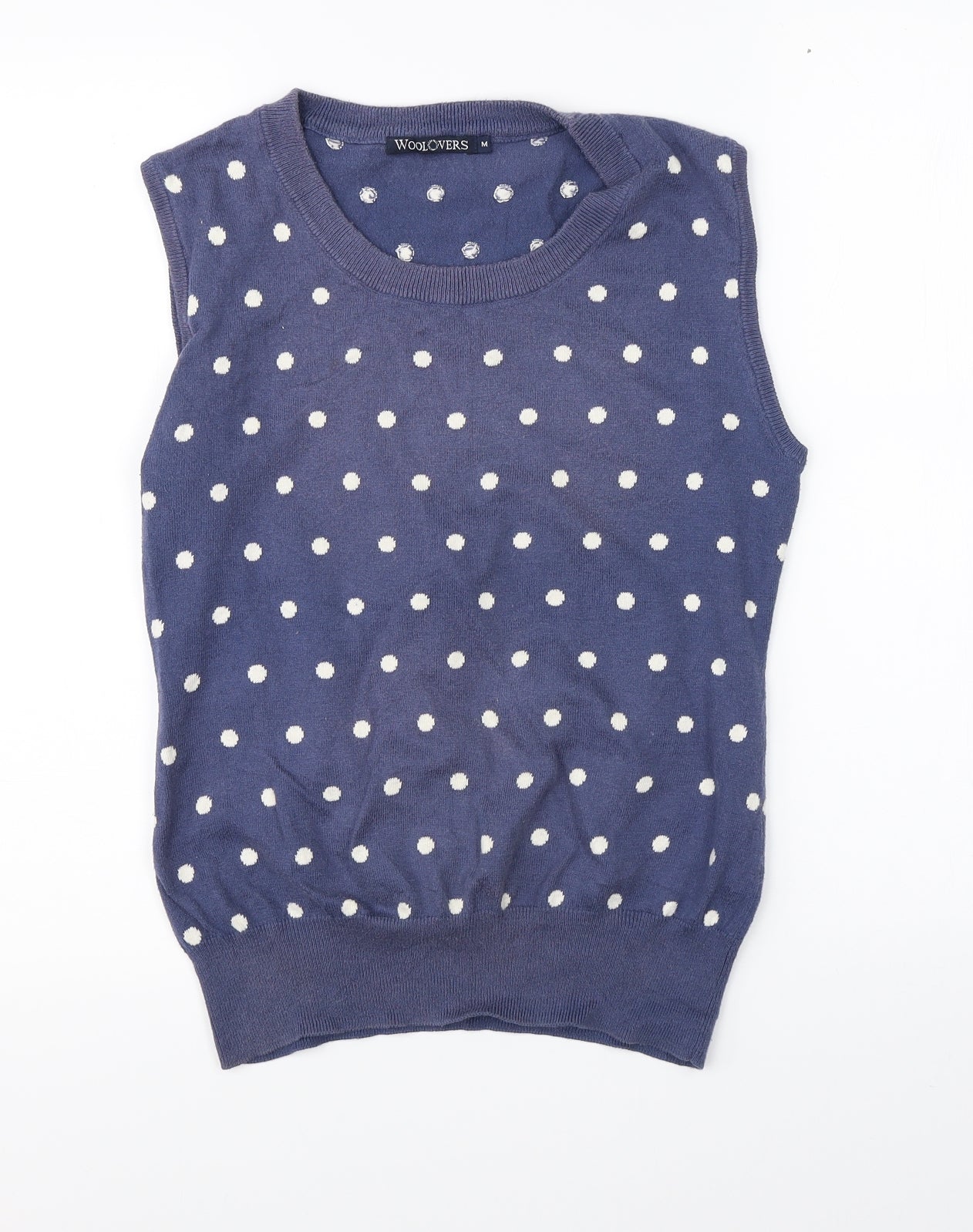 Woolovers Mens Blue Polka Dot  Vest Jumper Size M