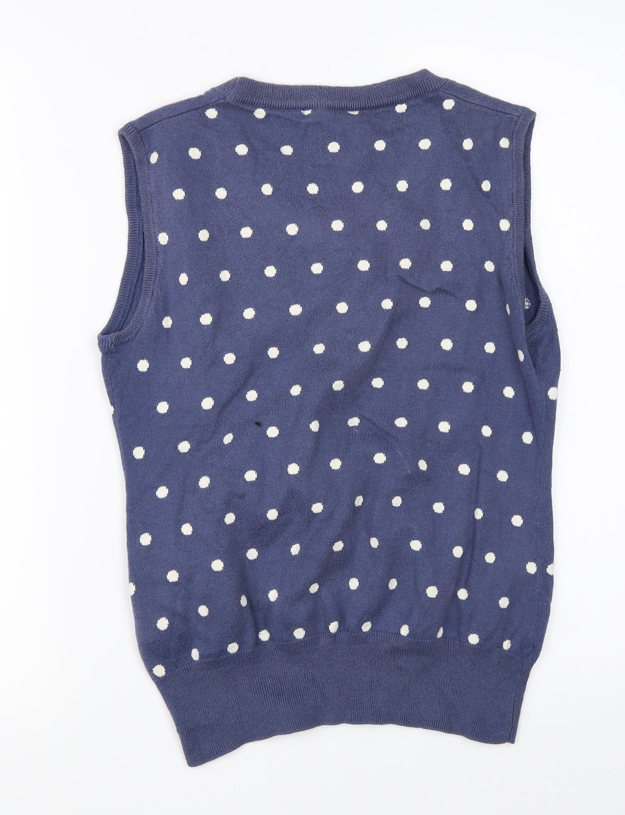 Woolovers Mens Blue Polka Dot  Vest Jumper Size M
