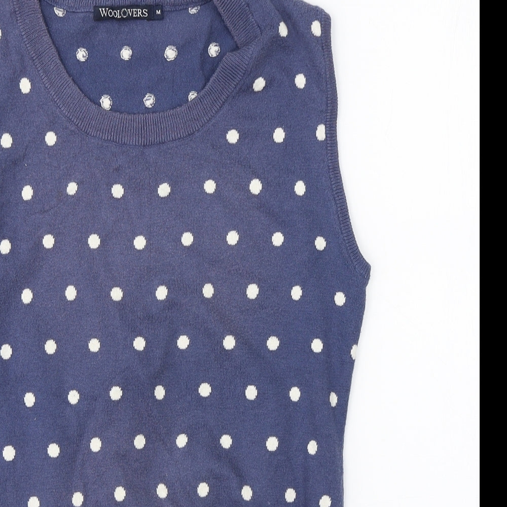 Woolovers Mens Blue Polka Dot  Vest Jumper Size M