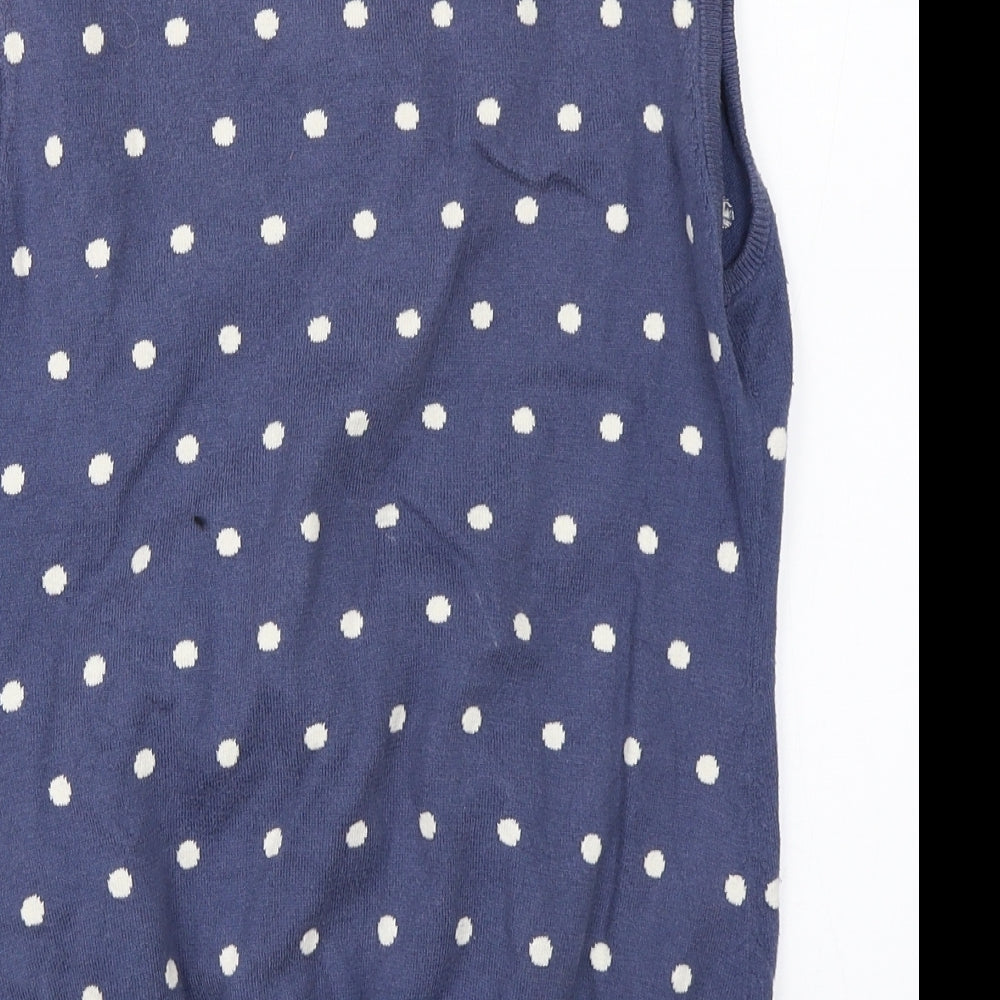 Woolovers Mens Blue Polka Dot  Vest Jumper Size M