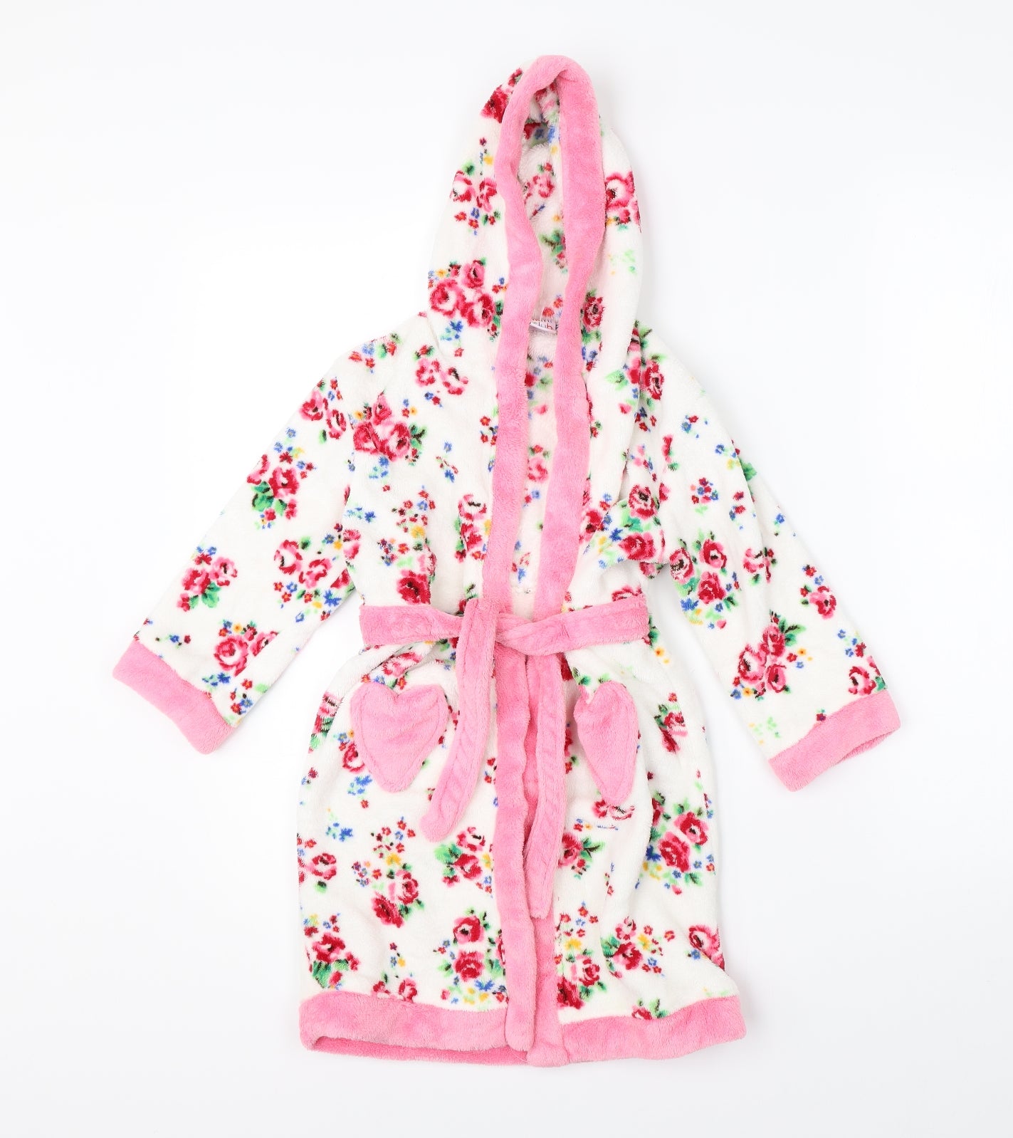 Mini Club Girls White Floral   Robe Size 3-4 Years