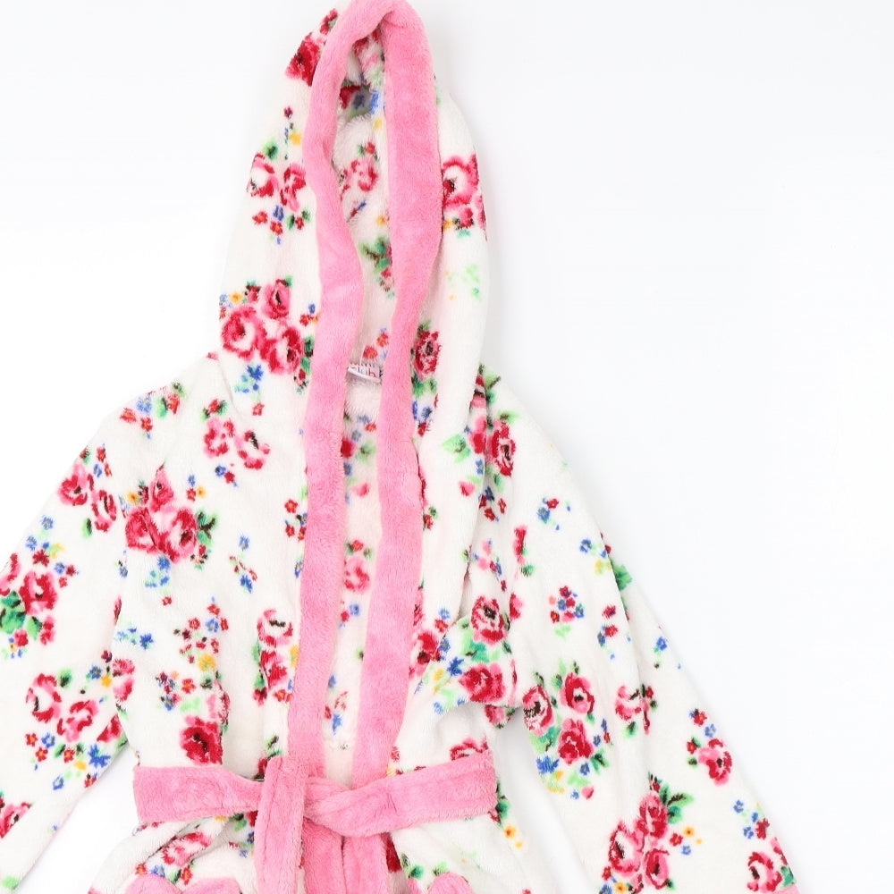 Mini Club Girls White Floral   Robe Size 3-4 Years