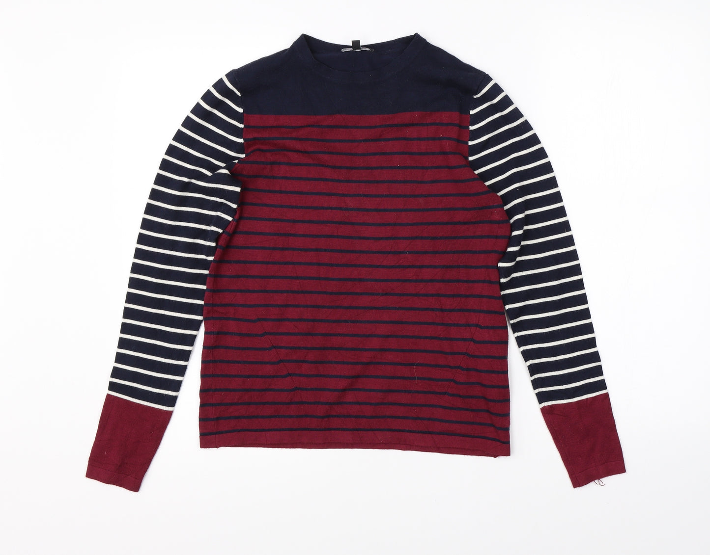 Warehouse Womens Red Striped  Pullover Jumper Size 14