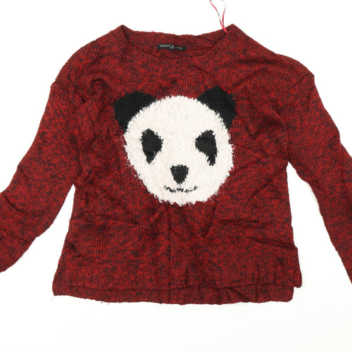 Heart and Soul Womens Red   Pullover Jumper Size 10  - panda face