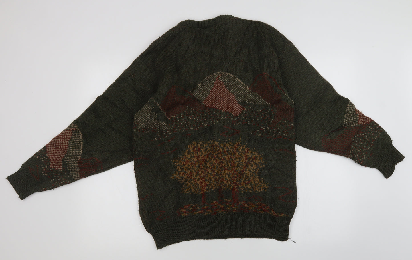 Casual classics  Mens Green Animal Print  Pullover Jumper Size M