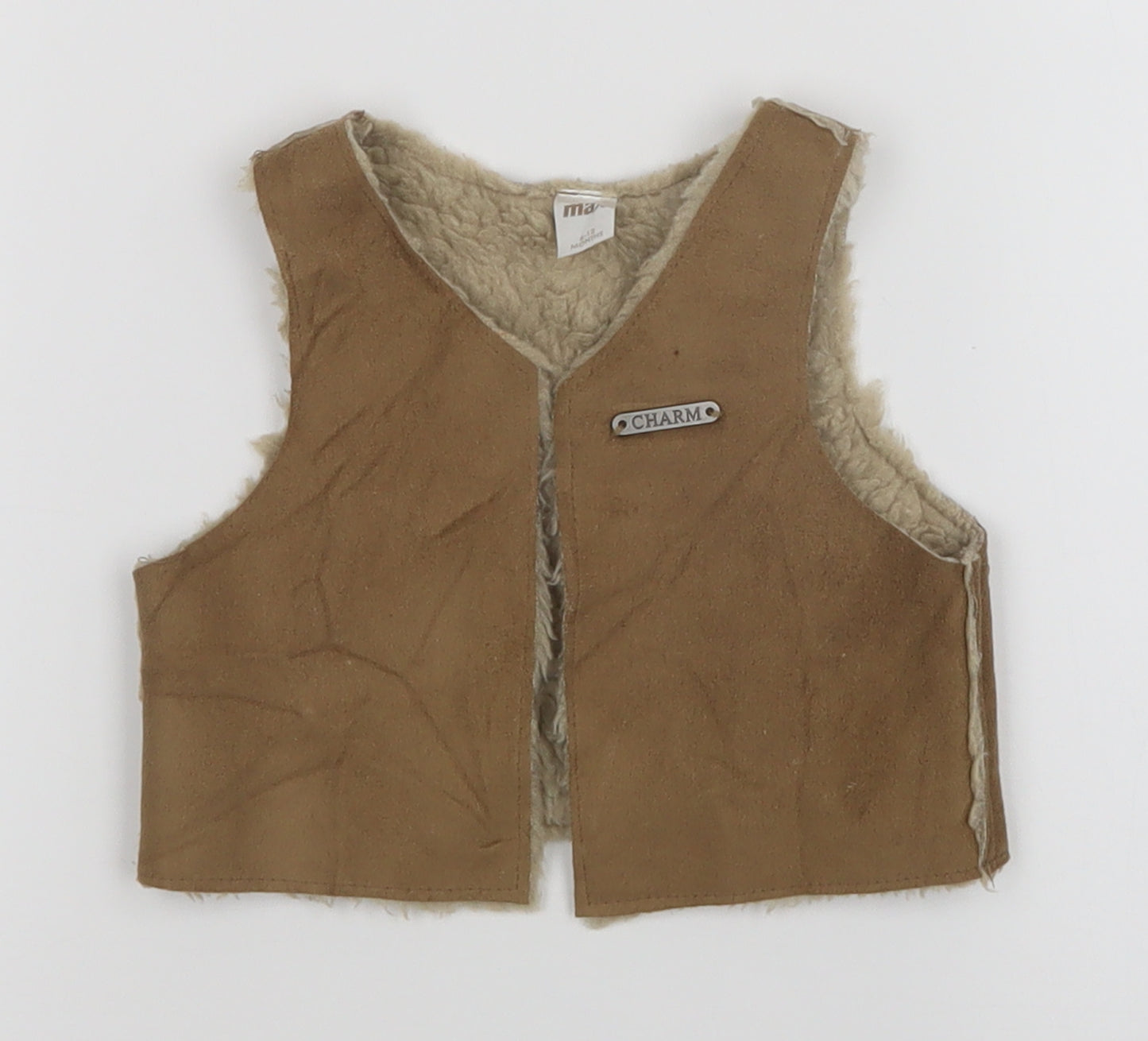 max Girls Brown   Vest Jumper Size 6-9 Months