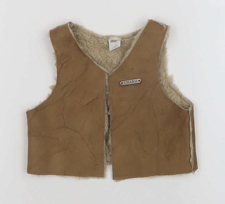 max Girls Brown Vest Jumper Size 6-9 Months