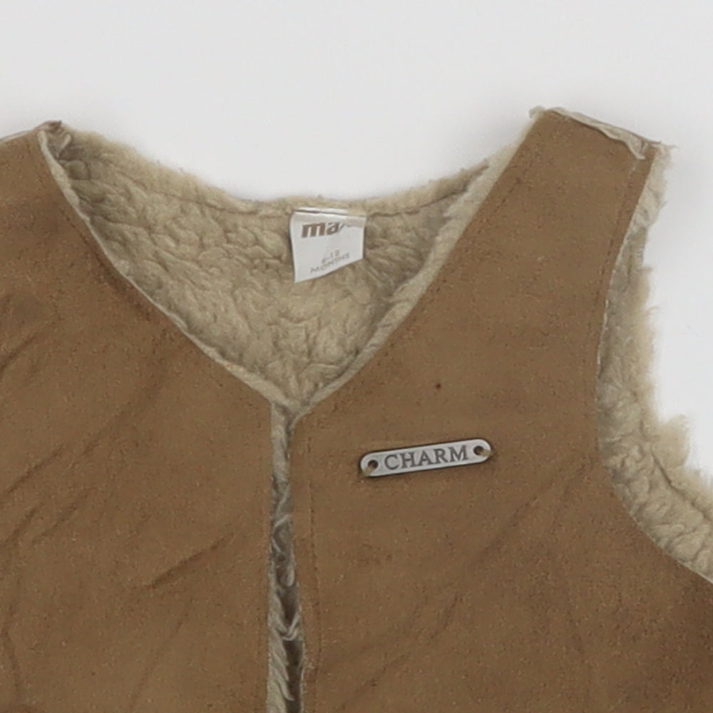 max Girls Brown   Vest Jumper Size 6-9 Months