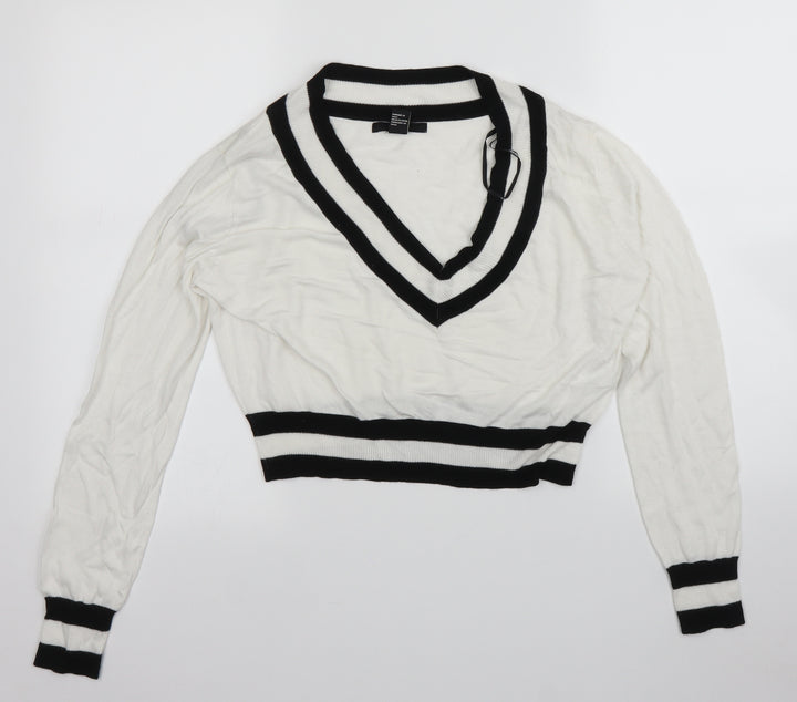 FOREVER 21 Womens White Pullover Jumper Size M