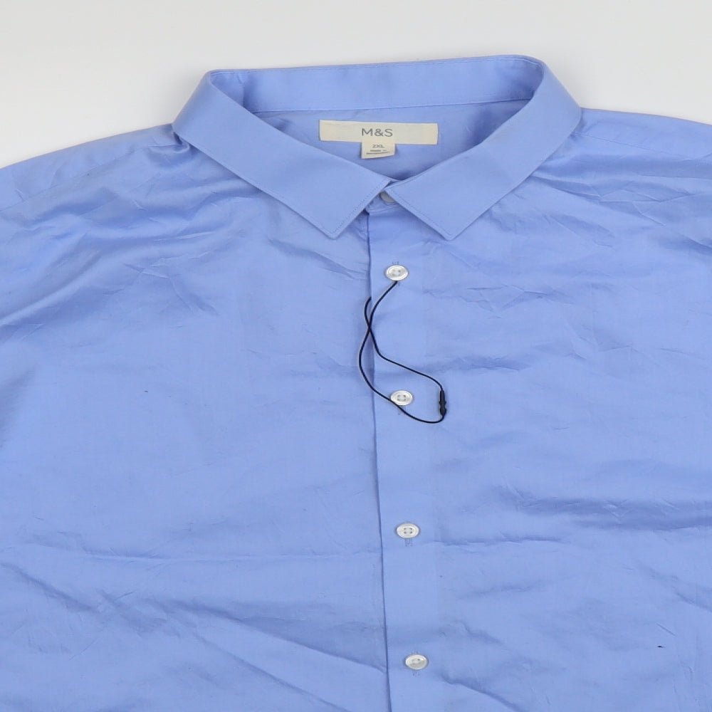 M&S Mens Blue    Button-Up Size 2XL