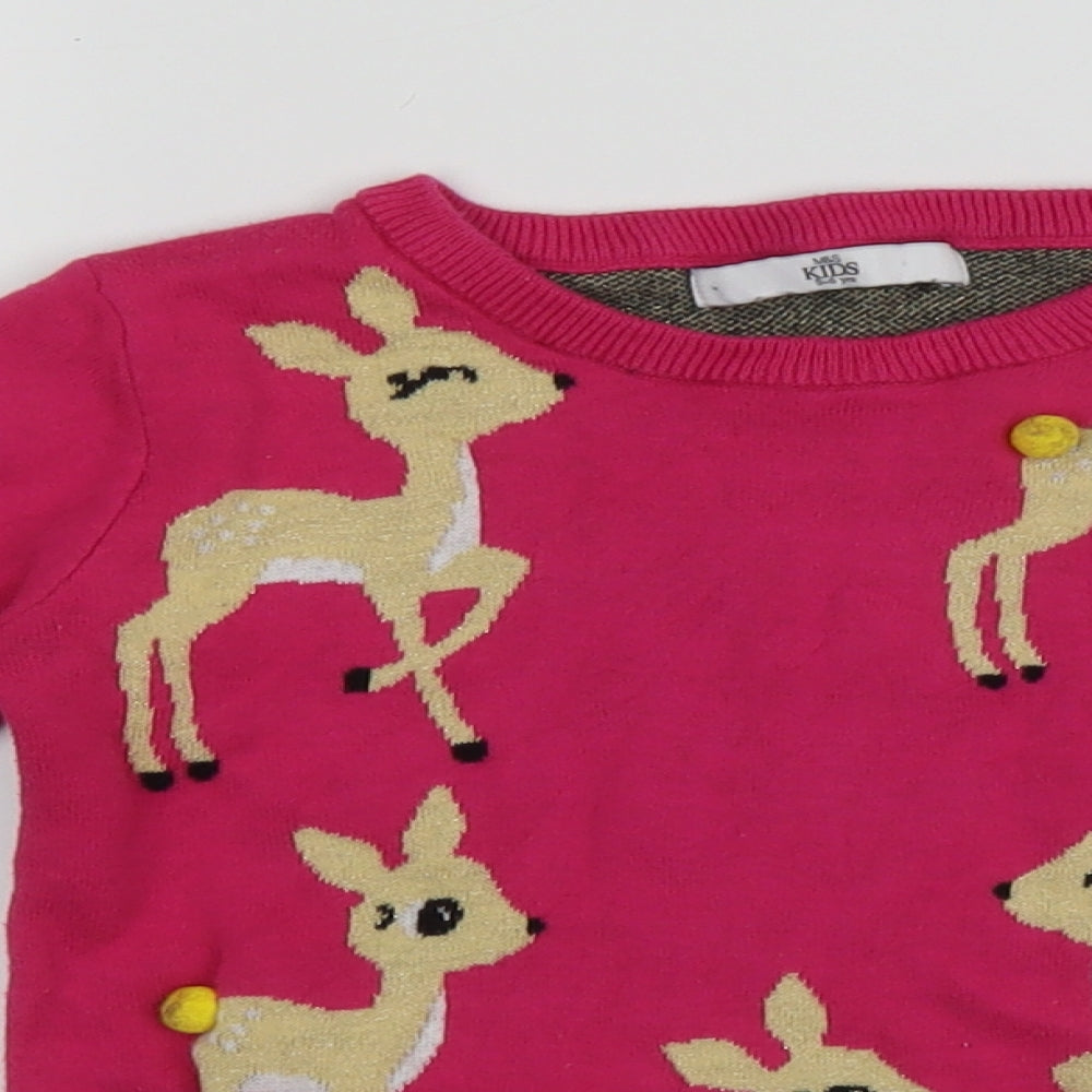 M&S Girls Pink   Pullover Jumper Size 5-6 Years