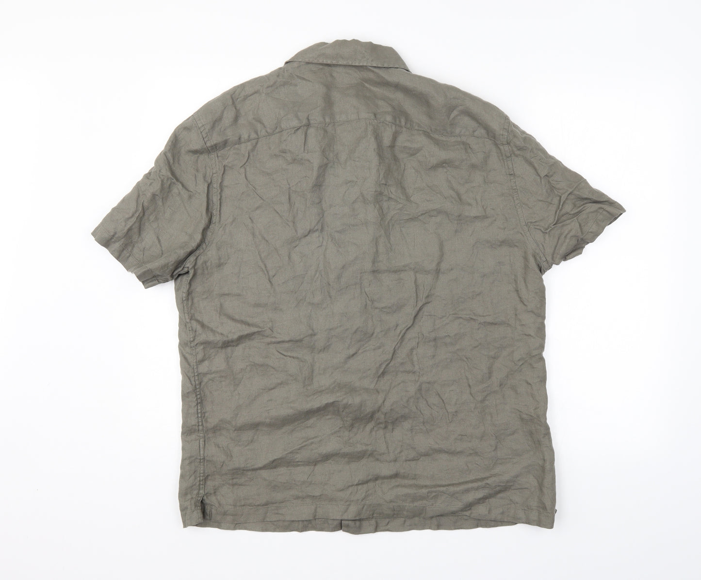 M&S Mens Green    Button-Up Size L