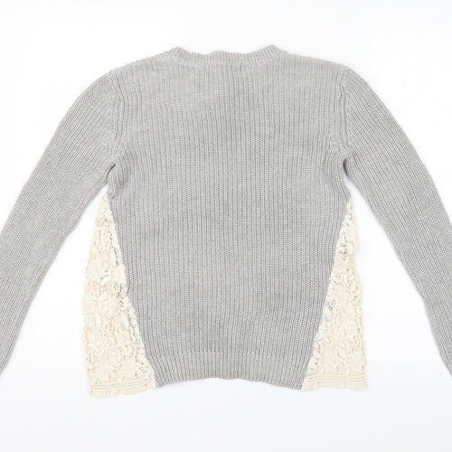 FOREVER 21 Womens Grey Floral  Pullover Jumper Size S