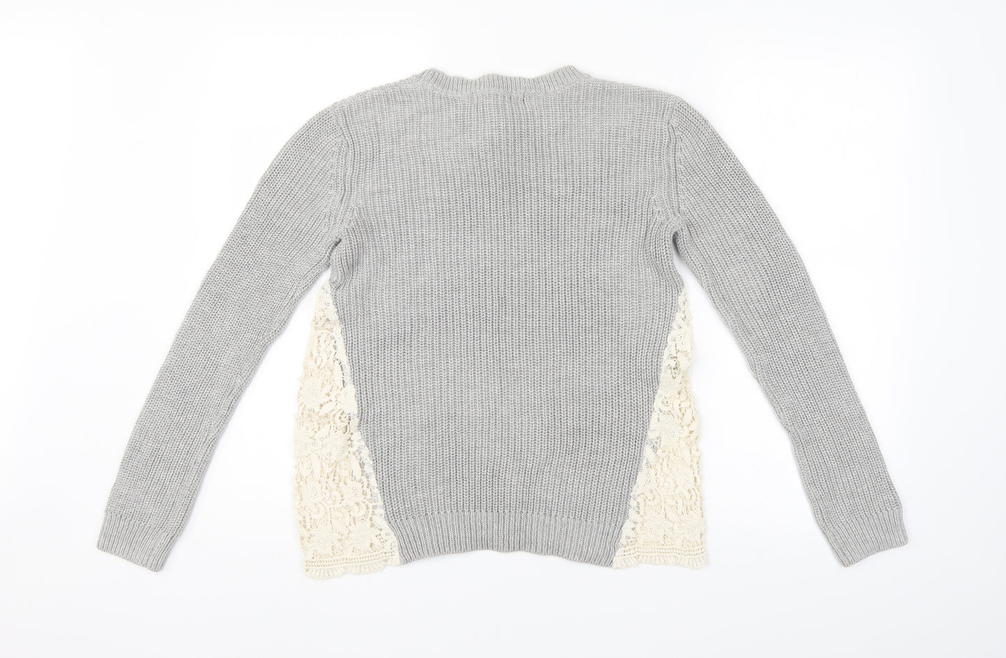 FOREVER 21 Womens Grey Floral  Pullover Jumper Size S
