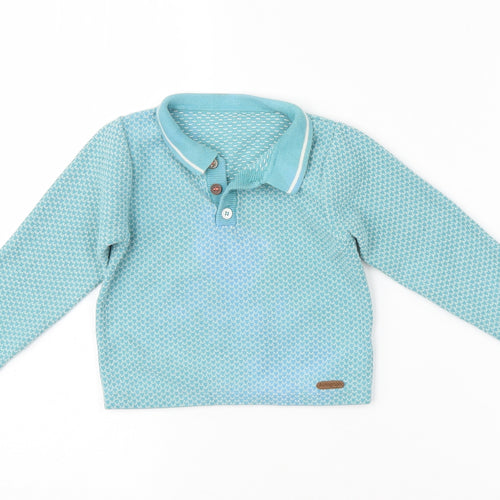 M&S Baby Blue Argyle/Diamond  Pullover Jumper Size 18-24 Months