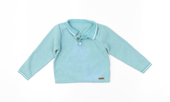 M&S Baby Blue Argyle/Diamond Pullover Jumper Size 18-24 Months