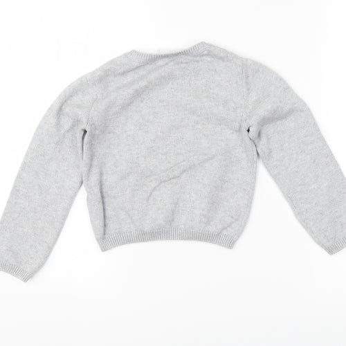 The Little White Company Girls Grey   Pullover Jumper Size 5-6 Years  - Reindeer