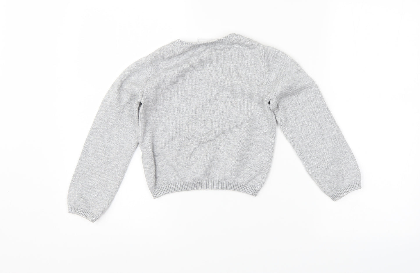 The Little White Company Girls Grey   Pullover Jumper Size 5-6 Years  - Reindeer