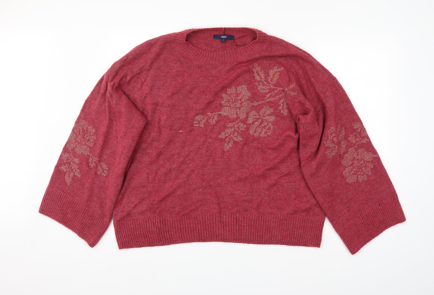 NEXT Womens Red Floral  Pullover Jumper Size 18
