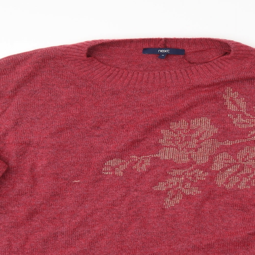 NEXT Womens Red Floral  Pullover Jumper Size 18