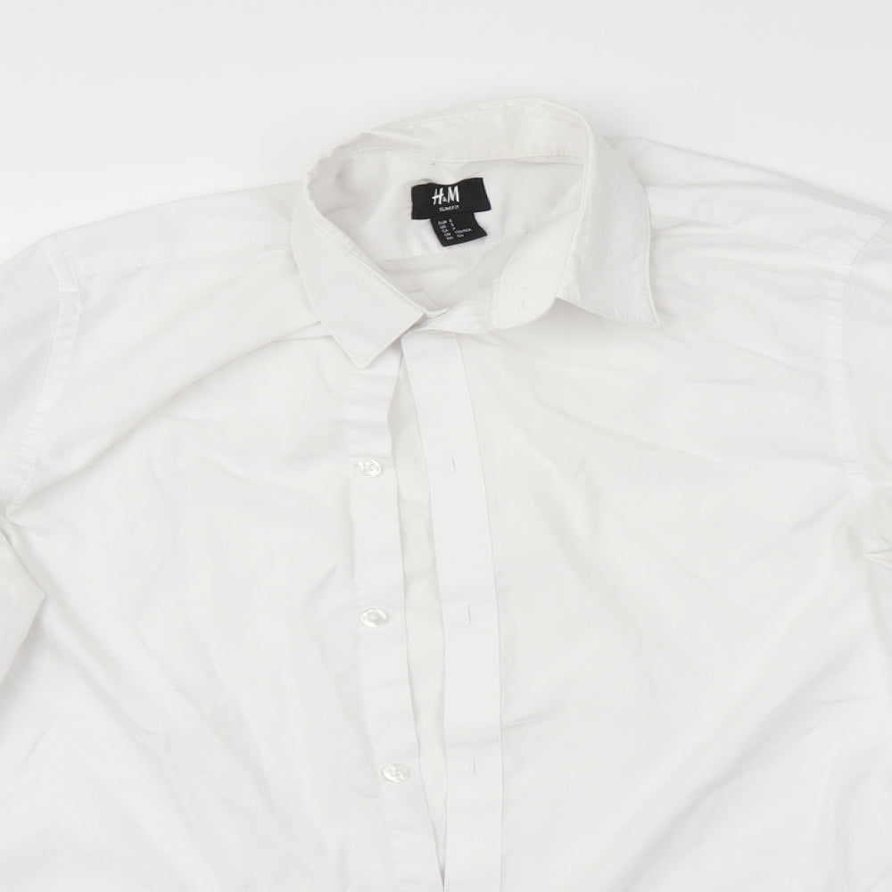 H&M Mens White    Dress Shirt Size S