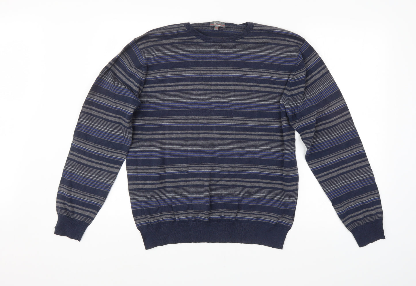 Jeff Banks Mens Blue Striped  Pullover Jumper Size M